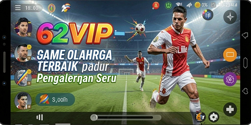 Tampilan gameplay mendebarkan dalam aplikasi 62VIP yang penuh aksi olahraga.