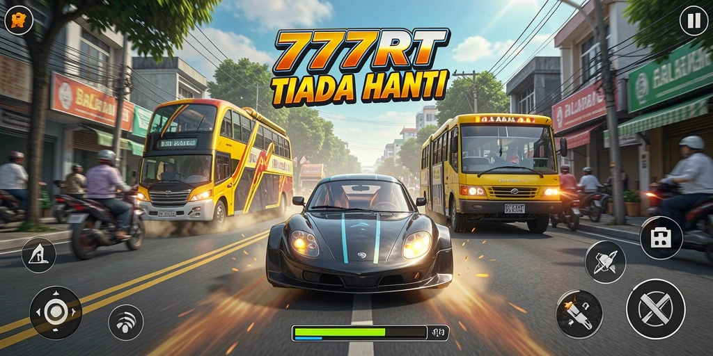Tampilan gameplay balapan mendebarkan di 777RT.