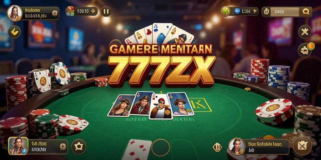 Tampilan utama game Poker di 777ZX dengan suasana yang kompetitif.