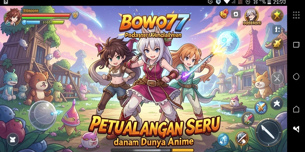 Menampilkan aksi gameplay seru dalam nuansa Anime.