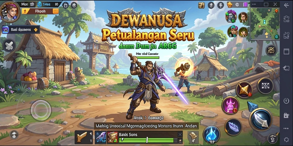 Tampilan gameplay seru dalam DEWANUSA dengan pertarungan ARPG yang mendebarkan.