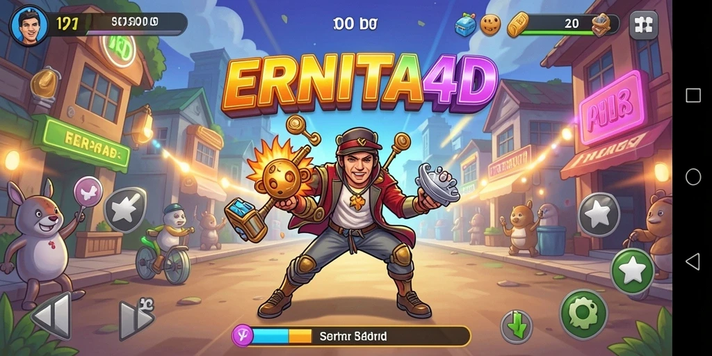 Tampilan gameplay seru ERNITA4D dengan tantangan menarik.