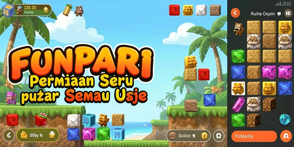 Gameplay seru puzzle FUNPARI dengan tantangan menarik.