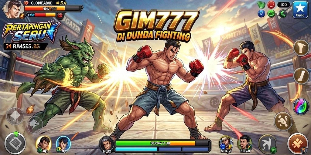 Screenshot gameplay GIM777 yang menunjukkan aksi pertarungan yang intens.