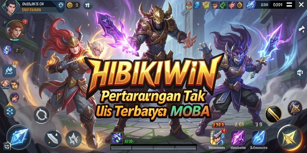 Tampilan seru gameplay HIBIKIWIN dengan pertarungan tim yang intens.