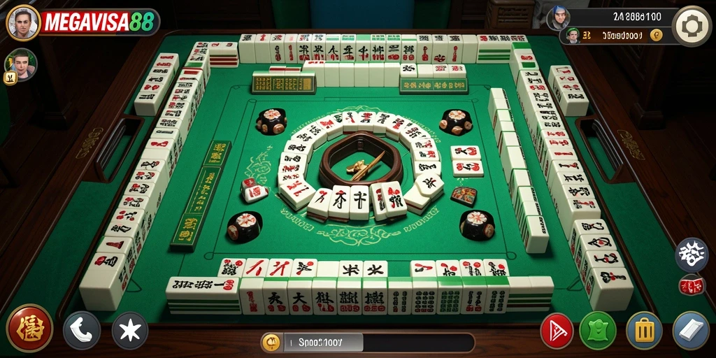 Screenshot gameplay MEGAVISA88 menampilkan kombinasi ubin Mahjong yang menarik.