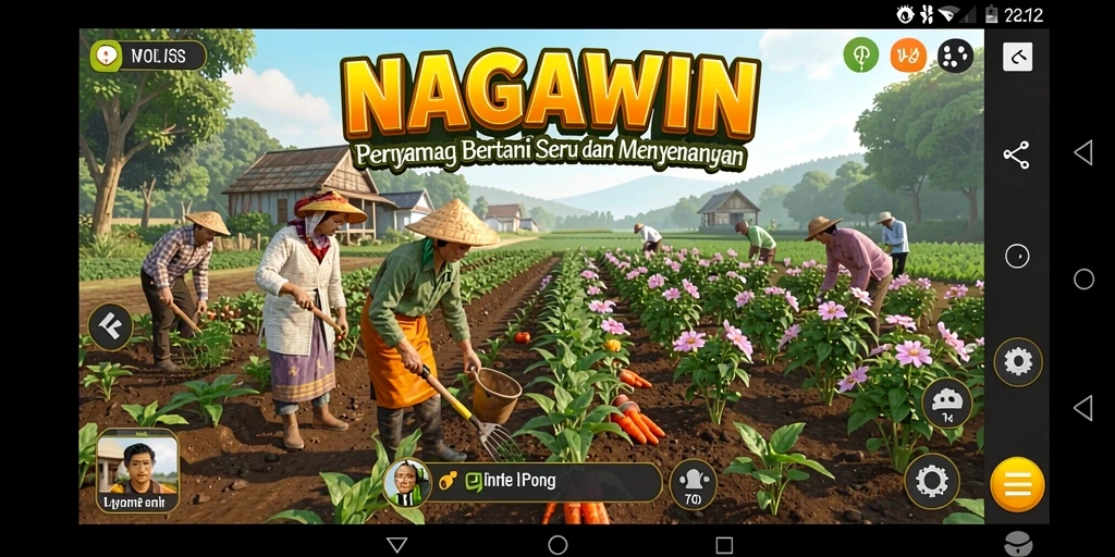 Gameplay menarik di NAGAWIN yang menampilkan pertanian interaktif.