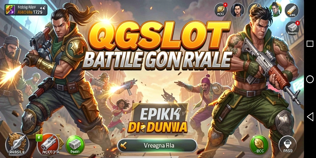 Tangkapan layar menunjukkan gameplay seru QQSLOT dalam mode Battle Royale.