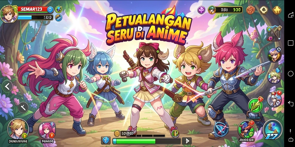 Screenshot menunjukkan aksi seru karakter dalam permainan Anime.