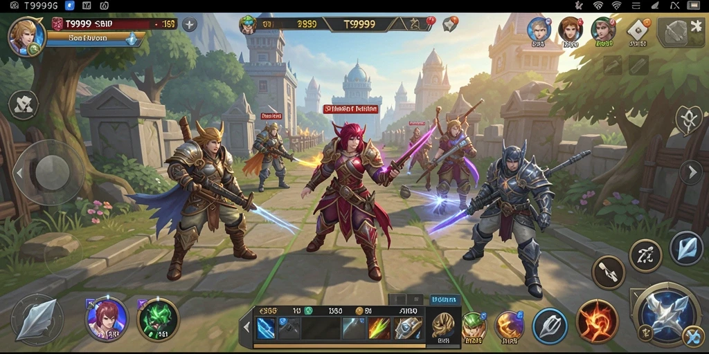 Tampilan utama gameplay T9999 dengan elemen strategi SLG.