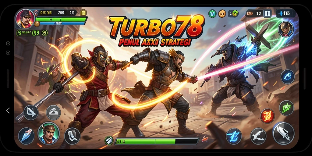 Tampilan aksi seru dalam TURBO78 saat pertarungan berlangsung.
